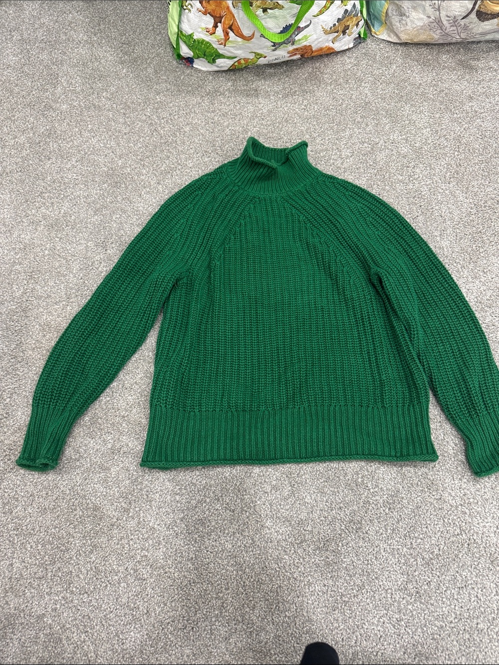 J. Crew Cozy Green Ribbed Turtleneck Sweater